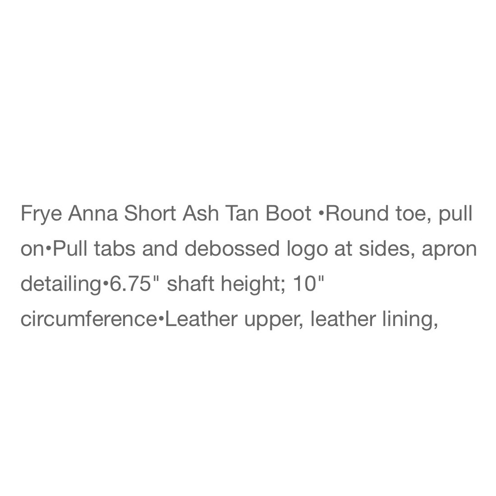 Frye Veronica Short Pull-On Boots • Ash Tan Leather • Women’s 9.5 - Picture 11 of 12